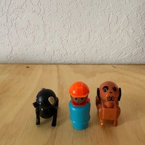 Vintage fisher-Price, dog, pig, and person set